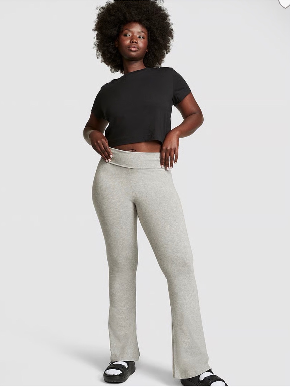 PINK Victoria Secret Foldover Flare Legging Size XL Gray Heather
